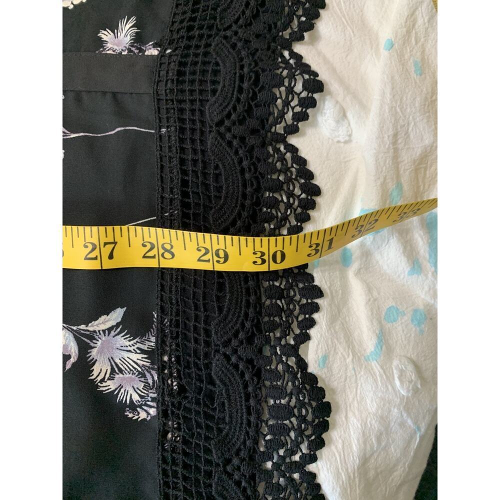 Rose & Olive 3X Black Floral Peasant Tunic Top Roll Tab Sleeve Lace Edging Boho - Picture 3 of 10